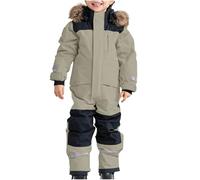 Kids One Piece Snowsuit - Windproof Waterproof Thermal Ski Jumpsuit with Hood, Windproof Outdoor Softshell Jumpsuit Snowboarding Overalls for Boys Girls 1-15 Years Old (G Beige,14-15 Years)