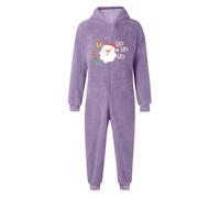 Kids Onesie Girls - Cozy Fleece Winter Romper Jumpsuit for Hooded Print Pajama Playwear Soft Allover Animal Design Outfit (Purple, 1-2 Years)