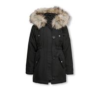 KIDS ONLY Girl's Parka Lang 146Black Coat, Black/Detail:Fur Light Grey, 146