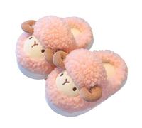 Kids Open Back Slippers Toddler Sheep Slippers Girls Boys Fluffy Sheep Slippers Cute Plush Home Slippers Warm Memory Foam Slippers Comfy Fuzzy Faux Fur Animal Bedroom Shoes Size 1.5 Pink