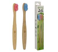 Kids Organic Bamboo Toothbrush-Natural Biodegradable Wooden Toothbrushes with Soft Child Size Bristles, for Dental Care and Sensitive Gums by Pure Earth Essentials - 2 Pieces Per Pack