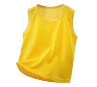 Kids' Original T-Shirt Kids Mesh Sleeveless T-Shirt Boys Girls Summer Athletic Tank Top for Toddler Children Sportswear Casual Comfortable Breathable (Yellow, 9-12 Months)