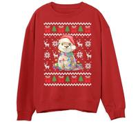 Kids Otter Christmas Sweater Adorable Xmas Sweatshirt for Children Ugly Pullover Santa Hat Otter Design with Holiday Lights, 9-11 Years, Red