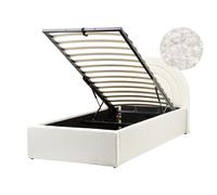 Beliani Boucle Eu Single Size Ottoman Bed Off-white Anet, White