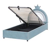 Kids Ottoman Bed Crown Velvet GRISETOT 90 x 200 cm (EU Single) Blue