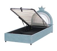 Kids Ottoman Bed Crown Velvet GRISETOT 90 x 200 cm (EU Single) Blue