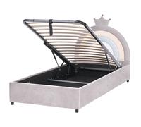 Kids Ottoman Bed Crown Velvet GRISETOT 90 x 200 cm (EU Single) Grey