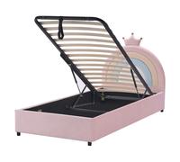 Beliani Kids Ottoman Bed Grisetot Velvet Pink 90 X 200 Cm (Eu Single)