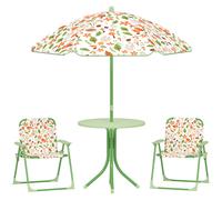 Aiyaplay Kids Garden Table And Chair Set Outdoor Patio Set W/ Parasol, Green