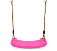 Kids Outdoor Swing Seat with Strong Braided Ropes & Length Control Hinge - Heavy-Duty Playground Swing for Ages 3-10 - 100kg Capacity - Clamp Fixation (Pink.)