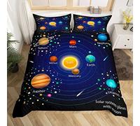 Kids Outer Space Duvet Cover Boys Starry Sky Galaxy Comforter Cover King Size Planet Space Bedding Set For Girls Teens Adult Bedroom Decor Solar System Cosmos Quilt Cover Blue Purple