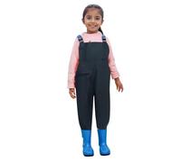 Kids Overalls Waterproof Wading Pants with Rain Boots Rain Pant with Boot Fishing Chest Waders Outdoor Activities Girls Boys PVC Wader Pants Adjustable Shoulder Strap Fishing Trousers Hunting Boots