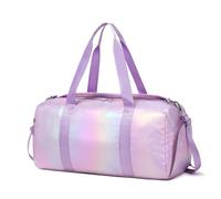 Kids Overnight Duffle Bag Girls Boys Sports Gym Bag with Shoe Compartment Wet Pocket Camouflage Travel Bag, Purple, standard