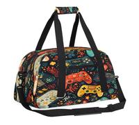 Kids Overnighter Duffel Bags for Boys, Carry-On Size Sports Gym Bag with Front Zipper Pocket for School Practice or Overnight Travel Weekender Sleepover Tote Bag, Play Game, 18.9"L x 8.7"W x 7"10.6"H
