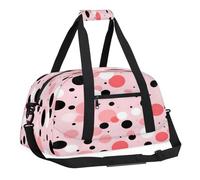 Kids Overnighter Duffel Bags for Boys, Carry-On Size Sports Gym Bag with Front Zipper Pocket for School Practice or Overnight Travel Weekender Sleepover Tote Bag, Red Polka Dot, 18.9"L x 8.7"W x