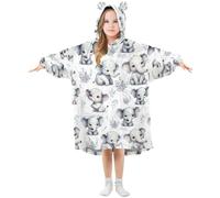 Kids Oversized Blanket Hoodie, Cute Elephant Warm Plush Wearable Blanket Hoodie Fleece Sweatshirt for Girls Boys with Roomy Pocket Cute Ear Cap