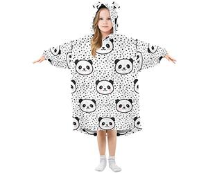 Kids Oversized Blanket Hoodie, Dinosaur Skeleton Flower Warm Fleece Sweatshirt Plush Wearable for Girls Boys, Front Roomy Pocket, Cute Ear Cap