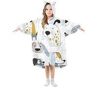 Kids Oversized Blanket Hoodie, Funny Dogs Warm Fleece Sweatshirt Plush Wearable for Girls Boys, Front Roomy Pocket, Cute Ear Cap