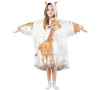 Kids Oversized Blanket Hoodie, Giraffe Cub Beautiful Cat Outer Space Warm Fleece Sweatshirt Plush Wearable, Front Roomy Pocket, Cute Ear Cap, S