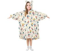 Kids Oversized Blanket Hoodie, Rugby Sports Warm Plush Wearable Blanket Hoodie Fleece Sweatshirt for Girls Boys with Roomy Pocket Cute Ear Cap