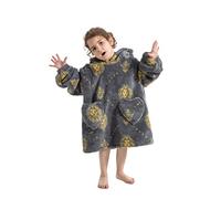 Kids Oversized Blanket Hoodie,Sherpa FLeece Hoodie Blanket,Hooded Sweatshirt for Girls Boys with Pocket for Toddler Children Aged 3-6,Grey Lion