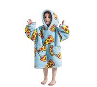 Kids Oversized Blanket Hoodie,Sherpa FLeece Hoodie Blanket,Hooded Sweatshirt for Girls Boys with Pocket for Toddler Children Aged 3-6,Pizza