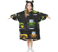 Kids Oversized Blanket Hoodie, Truck Cars Beautiful Cat Outer Space Warm Fleece Sweatshirt Plush Wearable, Front Roomy Pocket, Cute Ear Cap, S