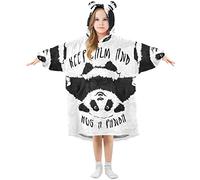 Kids Oversized Blanket Hoodie,Vector Hug Panda Warm Fleece Sweatshirt Plush Wearable for Girls Boys, Front Roomy Pocket, Cute Ear Cap, Medium