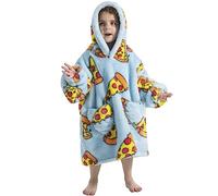 Kids Oversized Flannel Warm Giant Wearable Hooded Blanket Cozy Soft Hoodie Sweater Unisex Sweatshirt with Long Sleeve Cute for Boys Girls Toddlers(L60cm,Pizza)