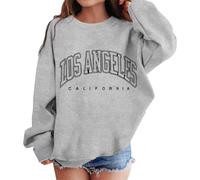 Kids Oversized Sweatshirts Graphic Letter Prints Crewneck Long Sleeve Cute Casual Loose Los Angeles Pullover Top Soft Loose fit Jumper Tops for Teenage Girl (Grey, 9-10 Years)
