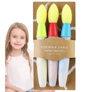 Kids Paint Brush Chalk Set,3X Sidewalk Chalk Paint Brush,Washable Paintbrushes Bulk With Plas-tic Handle And Hogs Bristles,Multi Color Paint Brushes For Kids Beginners Art Supplies