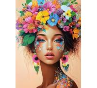Kids Paint by Numbers Beauty Paint by Numbers for Adults Flowers, DIY Art Kits for Children Beginners, Canvas Painting with Paint Brushes Acrylic, Women's Hobby, Home Decor Gifts for Friends 45x60cm