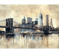 Kids Paint by Numbers City Paint by Numbers for Adults Landscape, Easy DIY Art Kits for Children Beginners, Acrylic Oil Painting Kits with Brushes, Creat Gifts for Home Decoration 40x50cm YH2-796