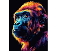 Kids Paint by Numbers Gorilla Paint by Numbers for Adults Animal, DIY Art Kits for Children Beginners, Canvas Painting with Paint Brushes Acrylic, Women's Hobby, Home Decor Gifts for Friends 85x110cm