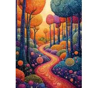 Kids Paint by Numbers Landscape Paint by Numbers for Adults Forest, Easy DIY Art Kits for Children Beginners, Canvas Painting with Paint Brushes Acrylic, Home Decor Gifts for Friends 45x60cm YH-161