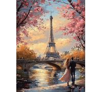 Kids Paint by Numbers Paris Paint by Numbers for Adults Couple, Easy DIY Art Kits for Children, Canvas Painting with Paint Brushes Acrylic, Women's Hobby, Home Decor Gifts for Friends 70x90cm YH-476