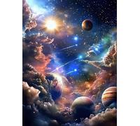 Kids Paint by Numbers Planet Paint by Numbers for Adults Universe, DIY Art Kits for Children Beginners, Canvas Painting with Paint Brushes Acrylic, Women's Hobby, Home Decor Gifts for Friends 40x50cm