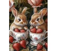 Kids Paint by Numbers Rabbit Paint by Numbers for Adults Strawberry, Easy DIY Art Kits for Children, Canvas Painting with Paint Brushes Acrylic, Women's Hobby, Home Decor Gifts for Friends 70x90cm
