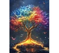 Kids Paint by Numbers Tree of Life Paint by Numbers for Adults Bird, Easy DIY Art Kits for Children, Canvas Painting with Paint Brushes Acrylic, Women's Hobby, Home Decor Gifts for Friends 100x130cm
