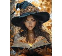 Kids Paint by Numbers Witch Paint by Numbers for Adults Magic, Easy DIY Art Kits for Children Beginners, Canvas Painting with Paint Brushes Acrylic, Women's Hobby, Home Decor Gifts for Friends 40x50cm
