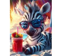 Kids Paint by Numbers Zebra Paint by Numbers for Adults Beach, DIY Art Kits for Children Beginners, Canvas Painting with Paint Brushes Acrylic, Women's Hobby, Home Decor Gifts for Friends 80x100cm