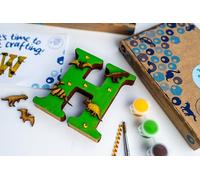 Kids Paint Your own Dinosaur Wooden Letter | Paint Your own Initial | Boys Dinosaur Craft | Party Favour | Boy Birthday Gift UK | Creative Child Craft (I)