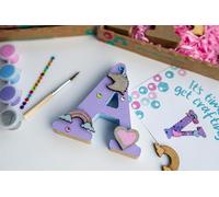 Kids Paint Your own Unicorn Wooden Letter | Personalised Paint Your own Initial | Girls Unicorn Craft | Party Favour | Girl Birthday Gift UK | Creative Child Craft (C)