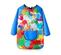 Kids Painting Apron 6-12 Age,Art Apron for Kids/Children/Toddler Aprons,Waterproof Graffiti Long Sleeves Smock with Large Pockets,Suitable for Boys and Girls Cooking,Painting,Craft,School (Blue)