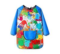 Kids Painting Apron Long Sleeve Colorful Art Smock with Pockets Quick-dry Toddler Boys Girls Waterproof Art Overalls Lightweight Artist Paint Apron