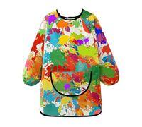 Kids Painting Apron Long Sleeve Colorful Art Smock with Pockets Quick-dry Toddler Boys Girls Waterproof Art Overalls Lightweight Artist Paint Apron