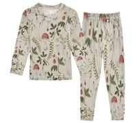 Kids Pajamas Sets Autumn Mushrooms Berries Natural Cotton Sleepwear Pyjama Set Long Sleeve Spring Flower Pjs Set Nightwear Homewear for Girls Boys Multi