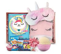 Kids Pamper Sets for Girls - Unicorn Eye Sleep Mask, 7th Heaven Kids Face Mask, Kids Lip Balm, Bath Bomb, Unicorn Bath Sponge and Satin Scrunchie