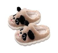 Kids Panda Plush Slippers Girls Boys Cute Animal Home Slippers Slip On Fuzzy Warm Winter Shoes Toddler Girl Fluffy Soft Sole Sliders Shoes (Brown, 11.5 Little Child)