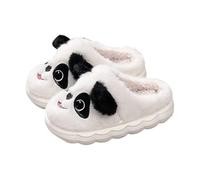 Kids Panda Plush Slippers Girls Boys Cute Animal Home Slippers Slip On Fuzzy Warm Winter Shoes Toddler Girl Fluffy Soft Sole Sliders Shoes (White, 7 Toddler)